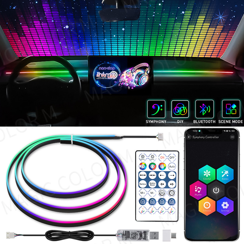 Vgetting Universal Luzes Ambientais Do Carro LED Interior RGB Sinfonia Atmosfera Lâmpada USB APP Controle Remoto Para Te