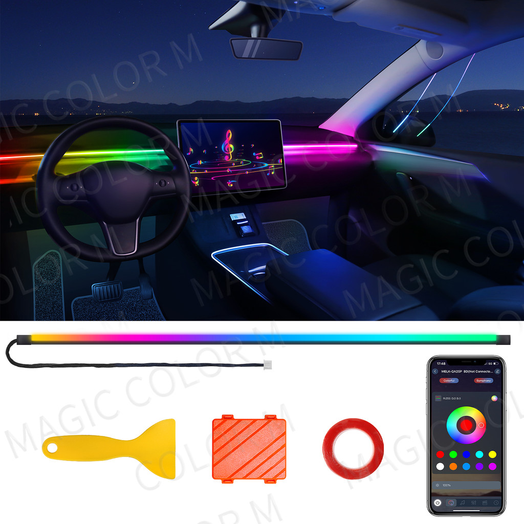 78 Polegada 200cm 150cm LED Luz Ambiente Do Carro Painel Dianteiro Pára-Brisa 64 Cores RGB Sinfonia Atmosfera Interior L