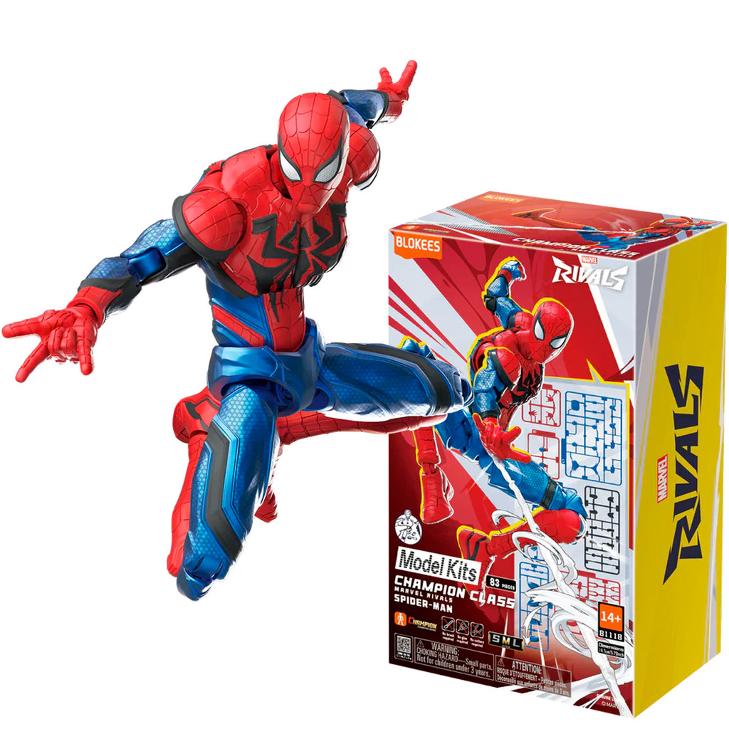 Boneco Articulado Montável Blokees Marvel Rivals Champion Class 06 Spider-Man Colecionável Model Kit