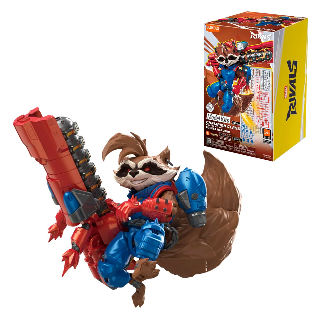 Boneco Articulado Montável Blokees Marvel Rivals CC09 Rocket Raccoon Colecionável Model Kit