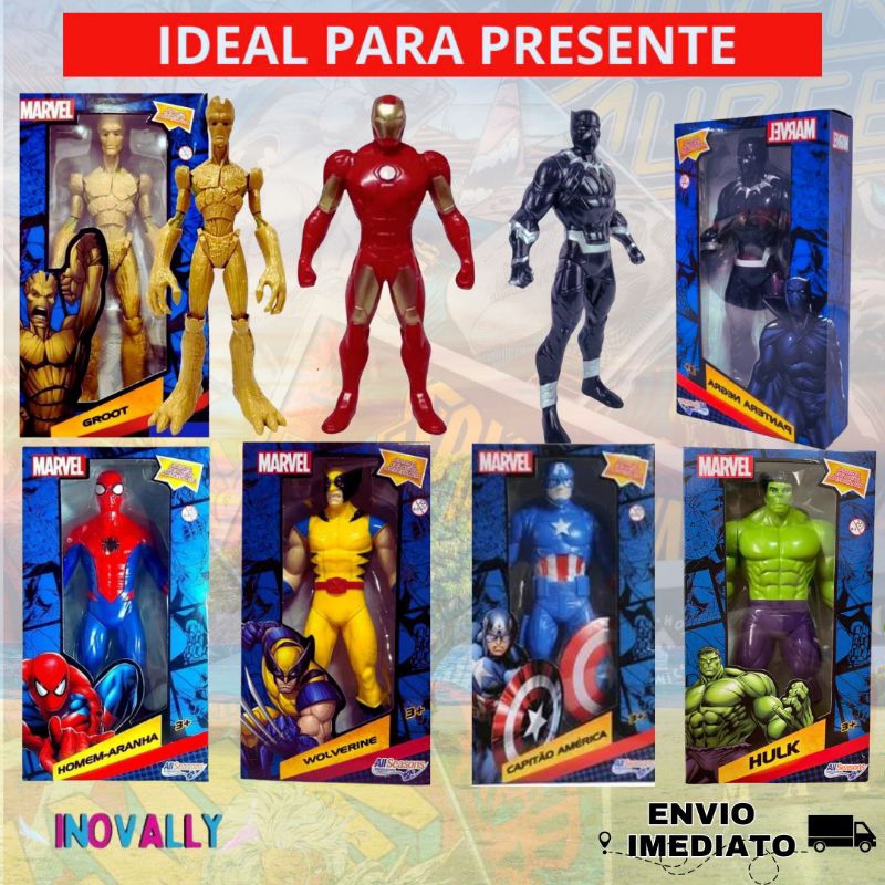 Boneco Marvel, Homem Aranha, Homem Ferro, CapitãoAmerica, Hulk, Groot, Pantera, Brinquedo, Vingadores Articulado, 22Cm