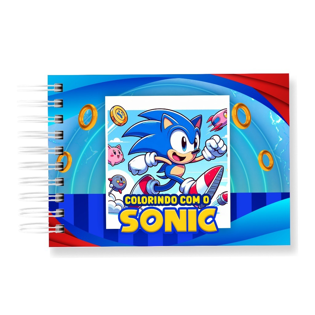 Livro de Colorir Sonic 50 Folhas 180G Caderno de Desenho   SEM PERSONALIZAÇÃO