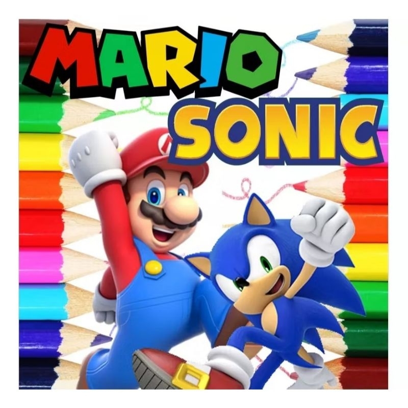 Kit com 100 Desenhos Para Pintar E Colorir Mario E Sonic em Folha A4 ( Folhas Soltas )