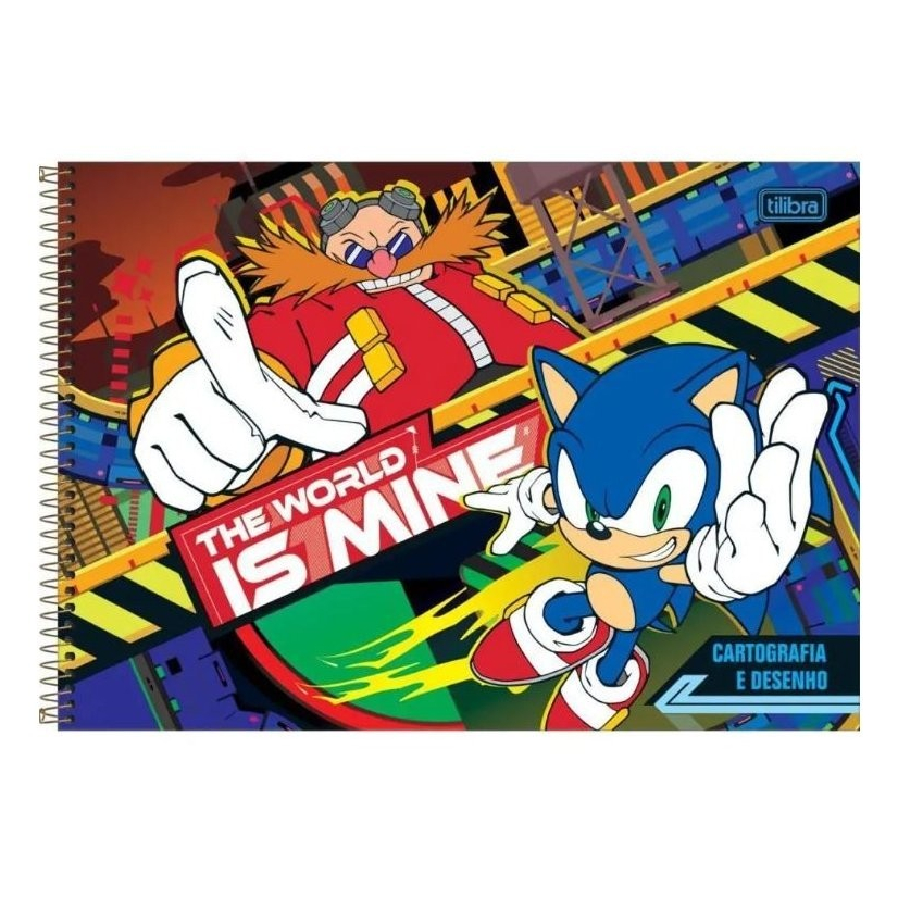 Caderno De Cartografia E Desenho Espiral Capa Dura Sonic 80 Folhas