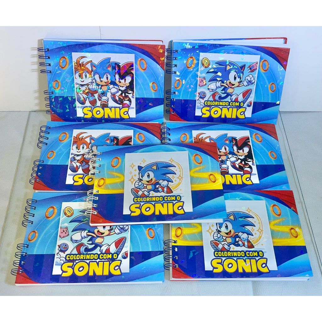 Livro de Colorir Estilo SONIC 48 Folhas 90G a Caderno de Desenho Pintura Coloring Book Capa Dura Holográfica