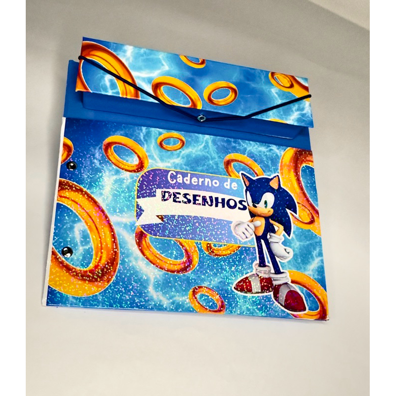 Caderno Colorir Infantil Maleta Com Lápis De Cor E Desenho A5 Lembrancinha Presente Educativo Sonic