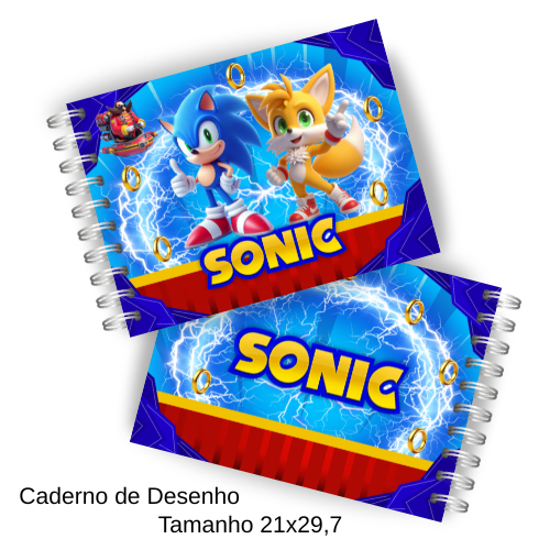 Caderno Desenho Sonic 50 Fls Capa Dura