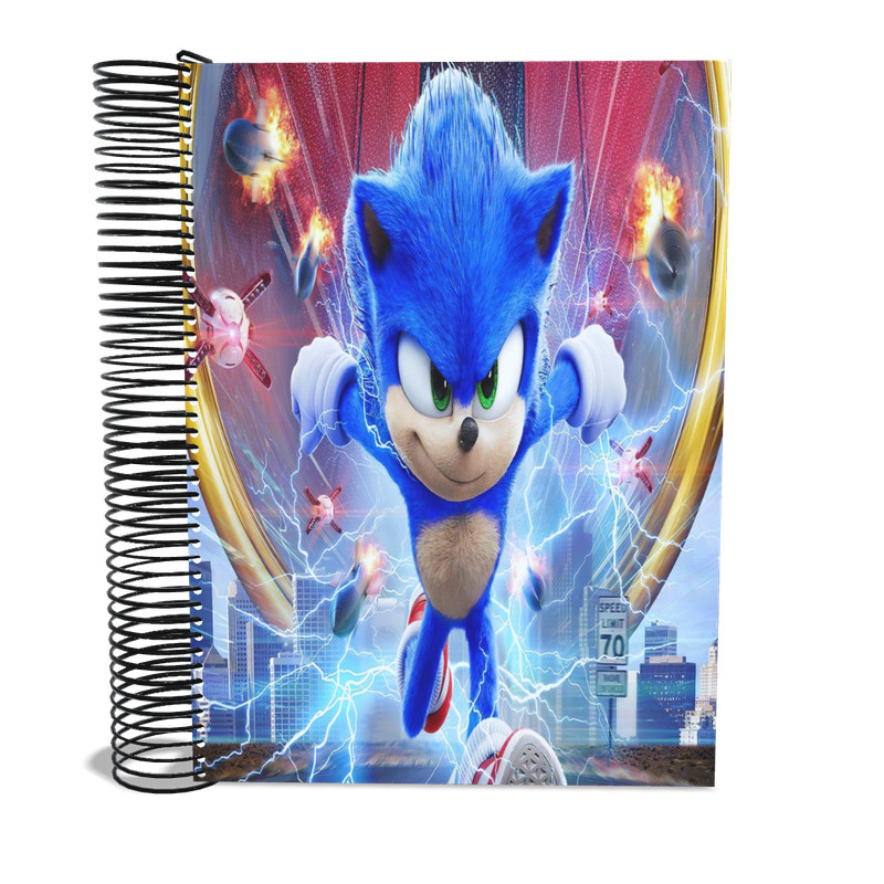 Caderno Desenho Sonic 1 Matéria Personalizado universitário resistente