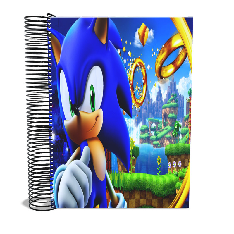 Caderno universitário 10 matérias Desenho Sonic Personalizado resistente