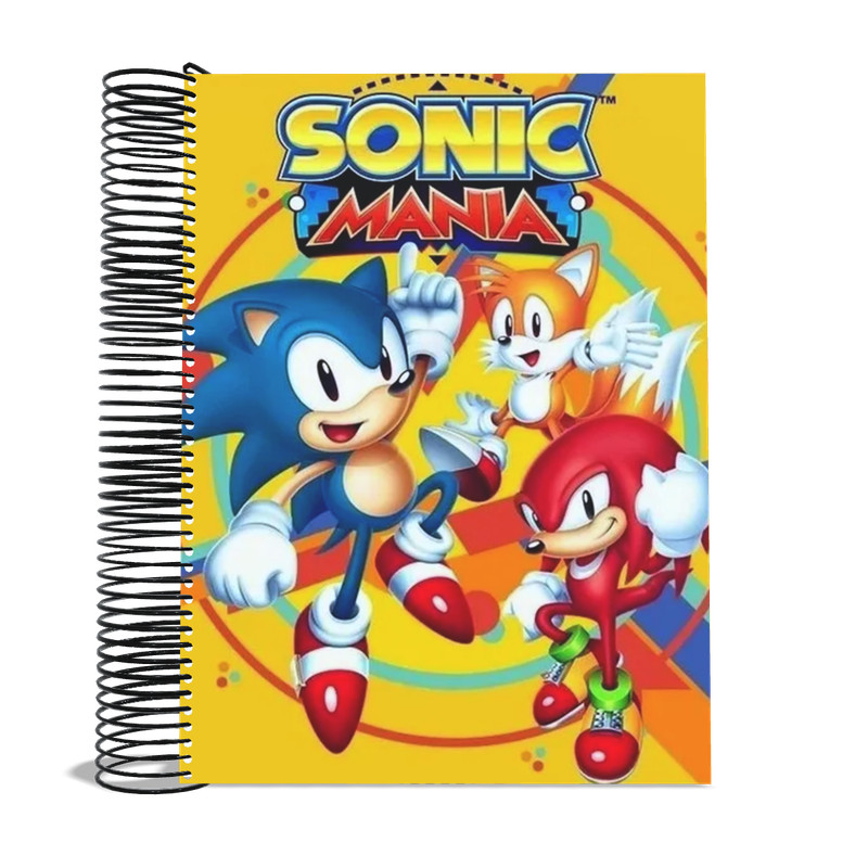 Caderno 20 matérias Desenho Sonic universitário 400 Folhas resistente