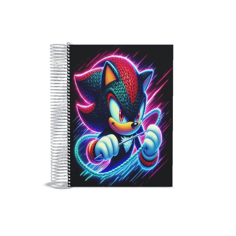 Caderno universitário Desenho Sonic Capa Dura 20 matérias resistente