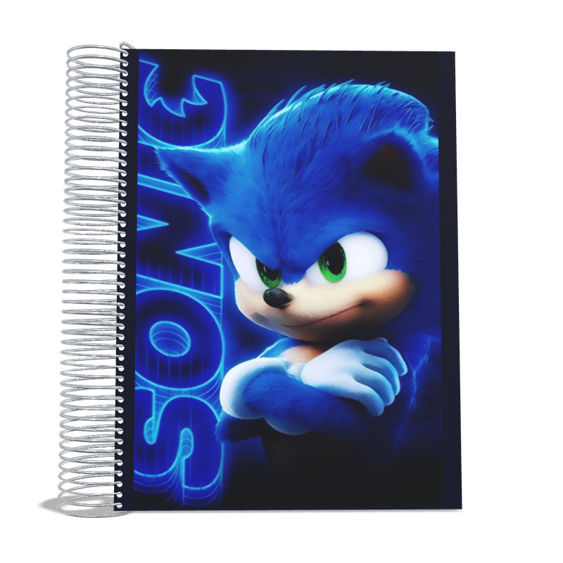 Caderno Desenho Sonic 10 matérias 200fls Personalizado resistente