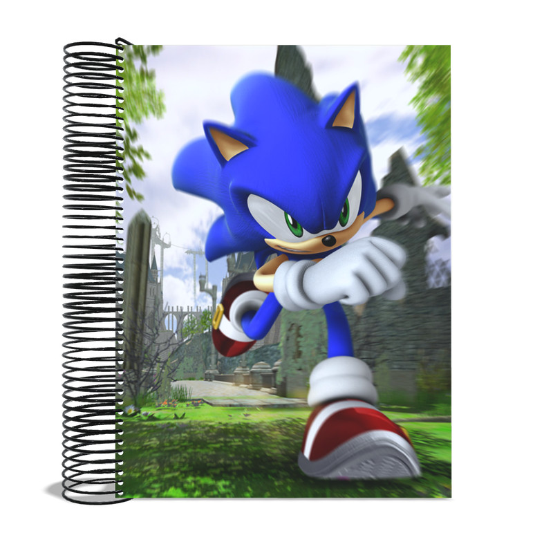 Caderno Desenho Sonic universitário Capa Dura 20 matérias resistente
