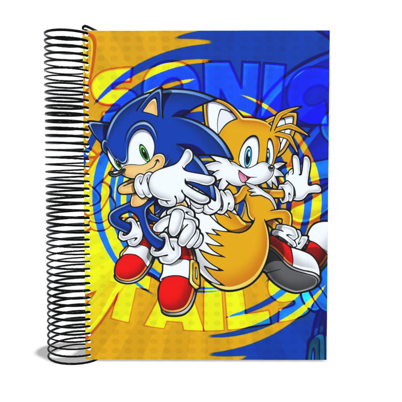 Caderno Desenho Sonic 1 Matéria Personalizado universitário espiral material escolar resistente