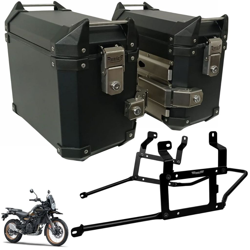 Par Baú 23L + Suporte para Baú Lateral Himalayan 450 2025+