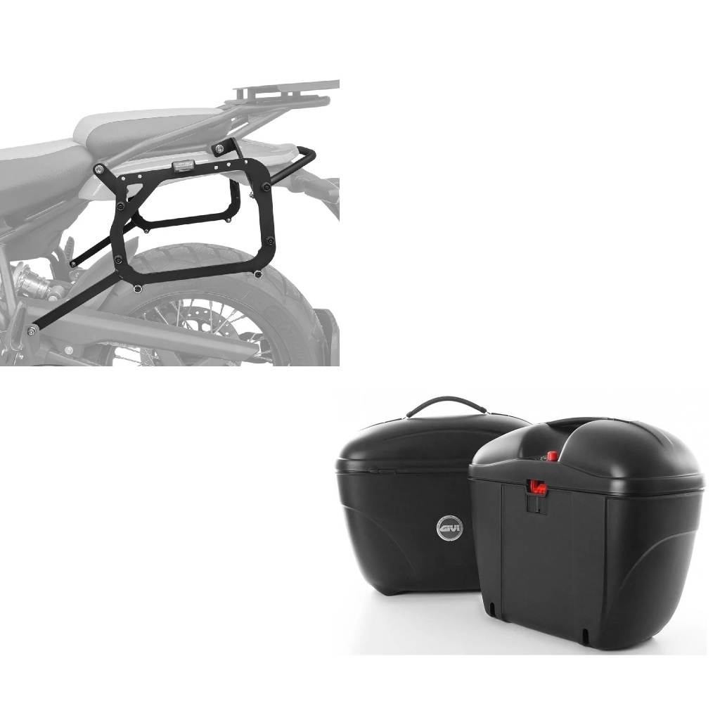 Suporte para Bau Lateral + par bau Givi 21 Litros Monokey E21 Royal Enfield Himalayan 450