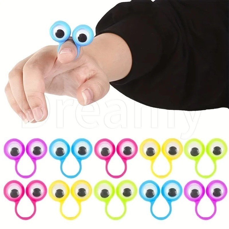 10/20Pcs Finger Puppets Rings-Gadget Antistress-Bolas De Olhos De Desenho Animado De Plástico-Adereços Para Pais E Filhos-Presente Crianças-Brinquedos Interativos Criativos Engraçados Portáteis-Brinquedo De Anel