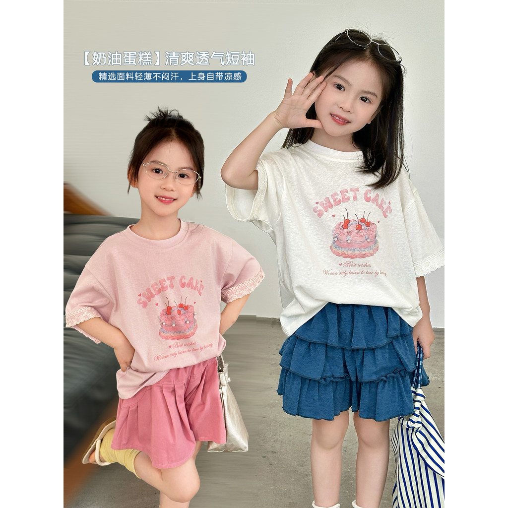 Mini Dan roupas infantis meninas camiseta de manga curta 2026 verão novo estilo legal respirável médio grande crianças m