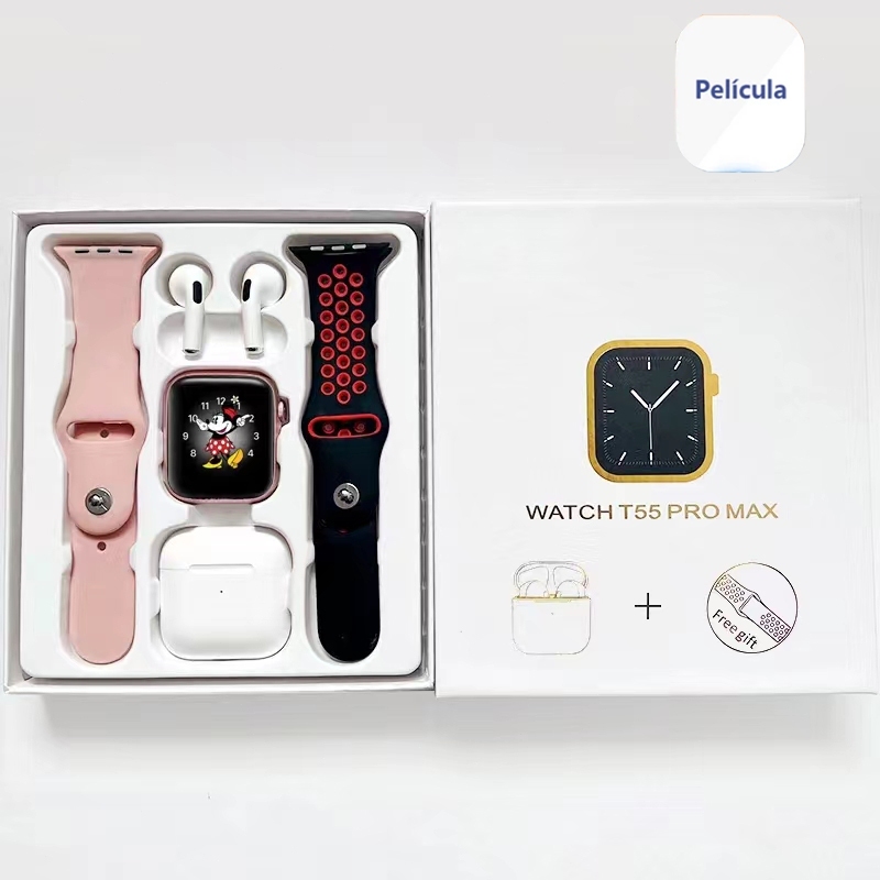 T55 ultimat Smartwatch Monitor De Frequência Cardíaca TWS Fone De Ouvido 2 Em 1 2.01 Polegadas Modo Multiesporte Relógio