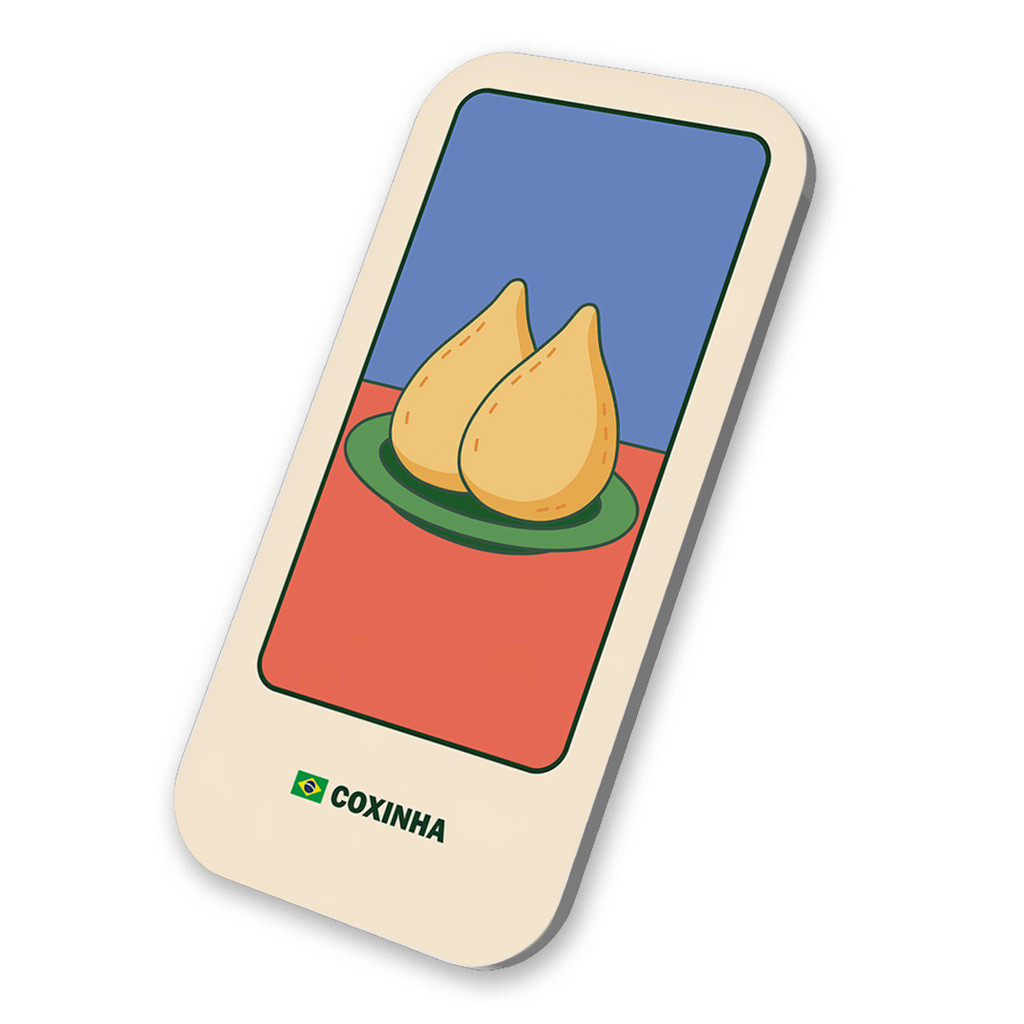 Imã Geladeira Lembrancinha Comida Típica Coxinha Brasil  3x6cm  De Metal