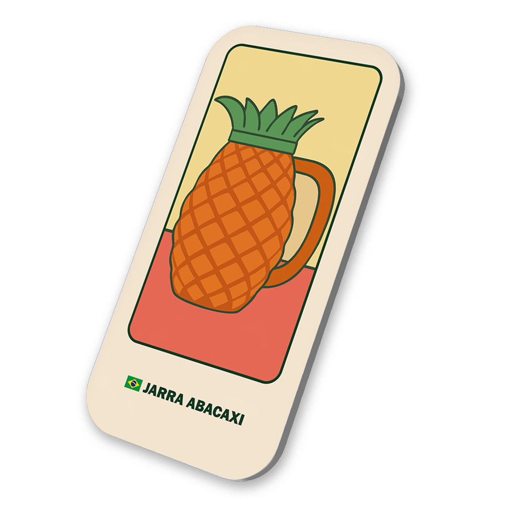 Imã Geladeira Símbolo Brasileiro Jarra Abacaxi Brasil 3x6cm De Metal