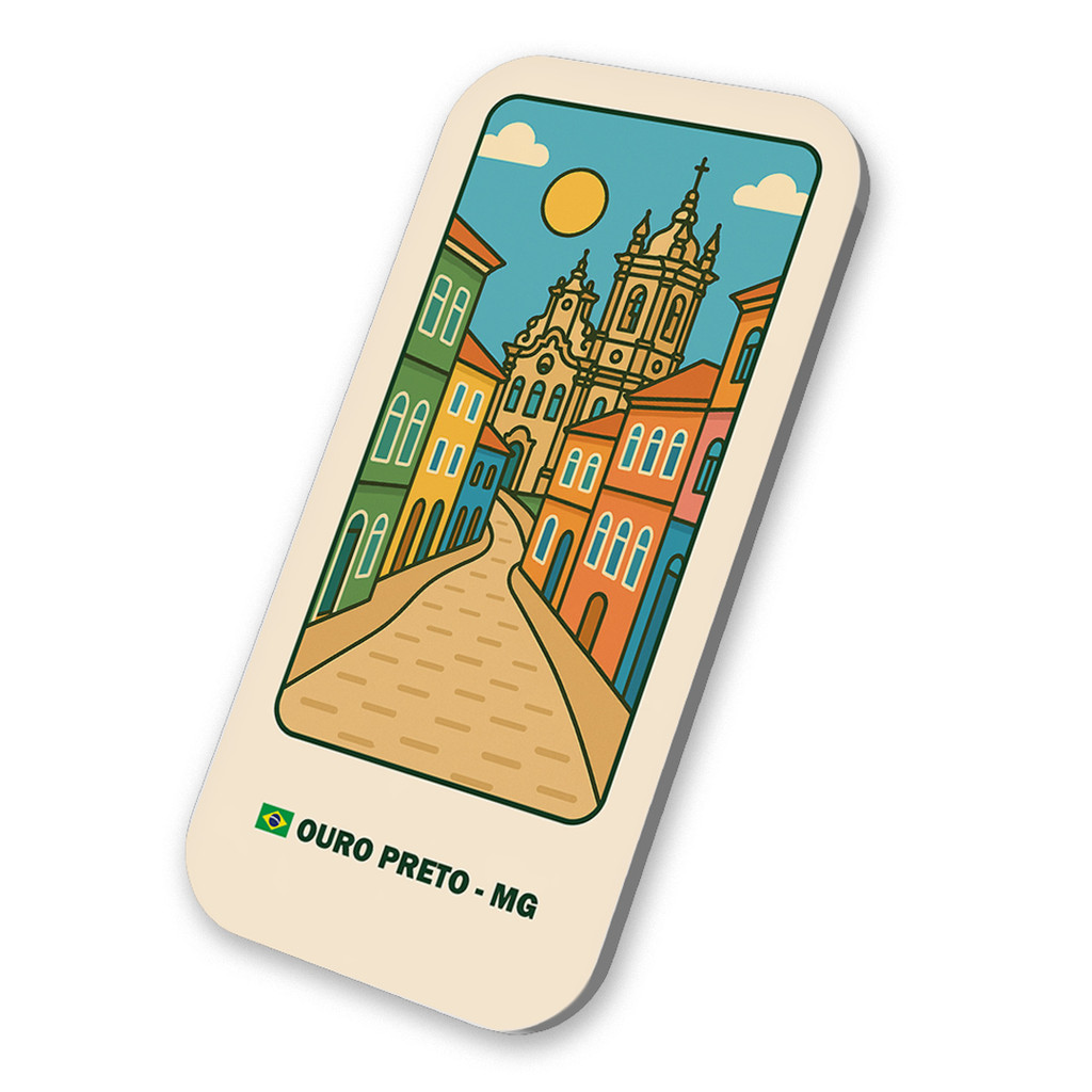 Imã Geladeira Souvenir  Ouro Preto- Minas Gerais Brasil 3x6cm De Metal