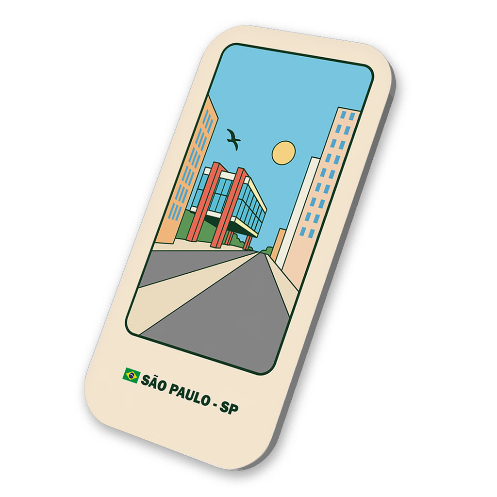 Imã  De Geladeira  Turístico Avenida Paulista Masp São Paulo Brasil 3x6cm De Metal