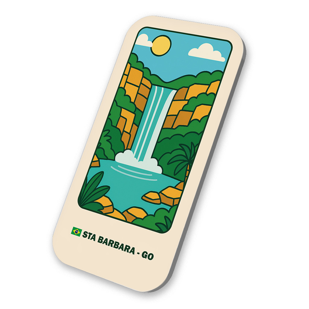 Imã Geladeira Turístico Santa Bárbara- Goiás Brasil 3x6cm De Metal