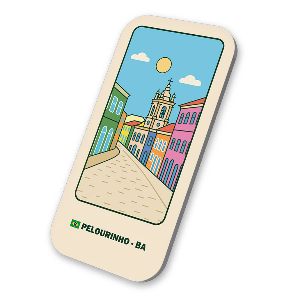 Imã Geladeira Turístico Pelourinho- Bahia Brasil 3x6cm De Metal