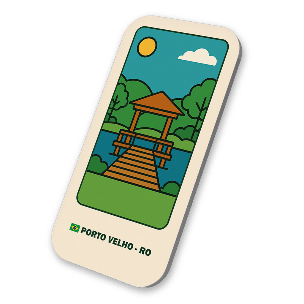 Imã Geladeira Souvenir Porto Velho- Rondônia Brasil 3x6cm De Metal