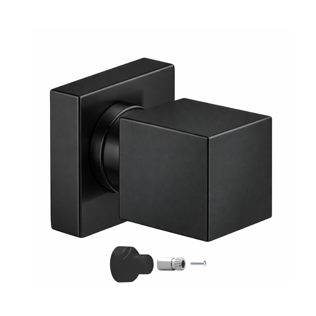 Acabamento P/ Registro Quadrado 3/4 Metal Preto fosco + Conversor Docol