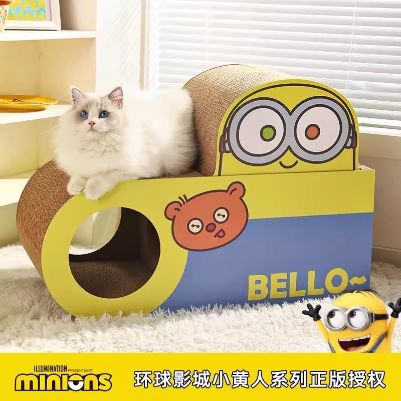 Pet Minion Series Sleeping Scratching Board Cat Auto-Happy Rest Integrado Catch Board Inglês Curto Gato Moagem Garras Al