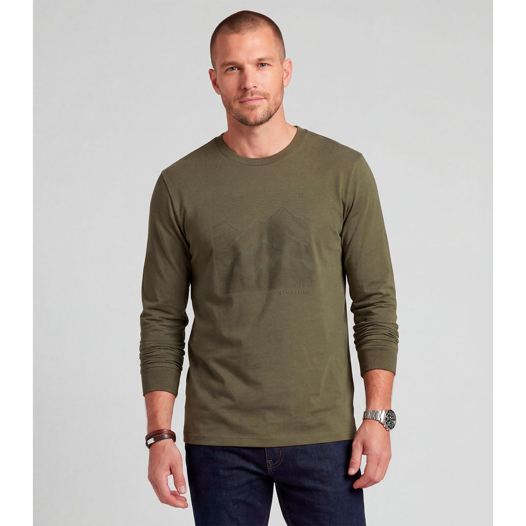 Camiseta Manga Longa Meia Malha Diametro Verde