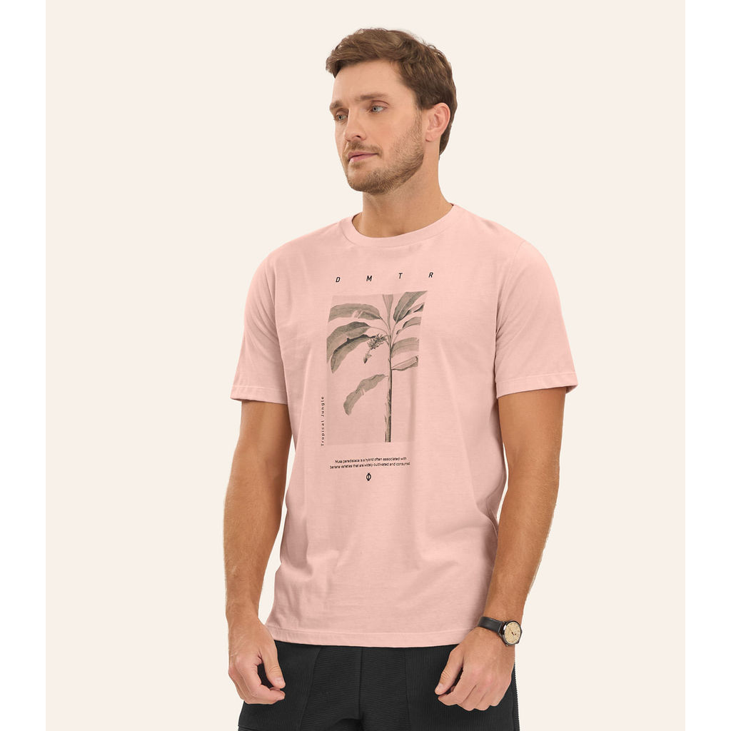 Camiseta Meia Malha Masculina Diametro Rosa