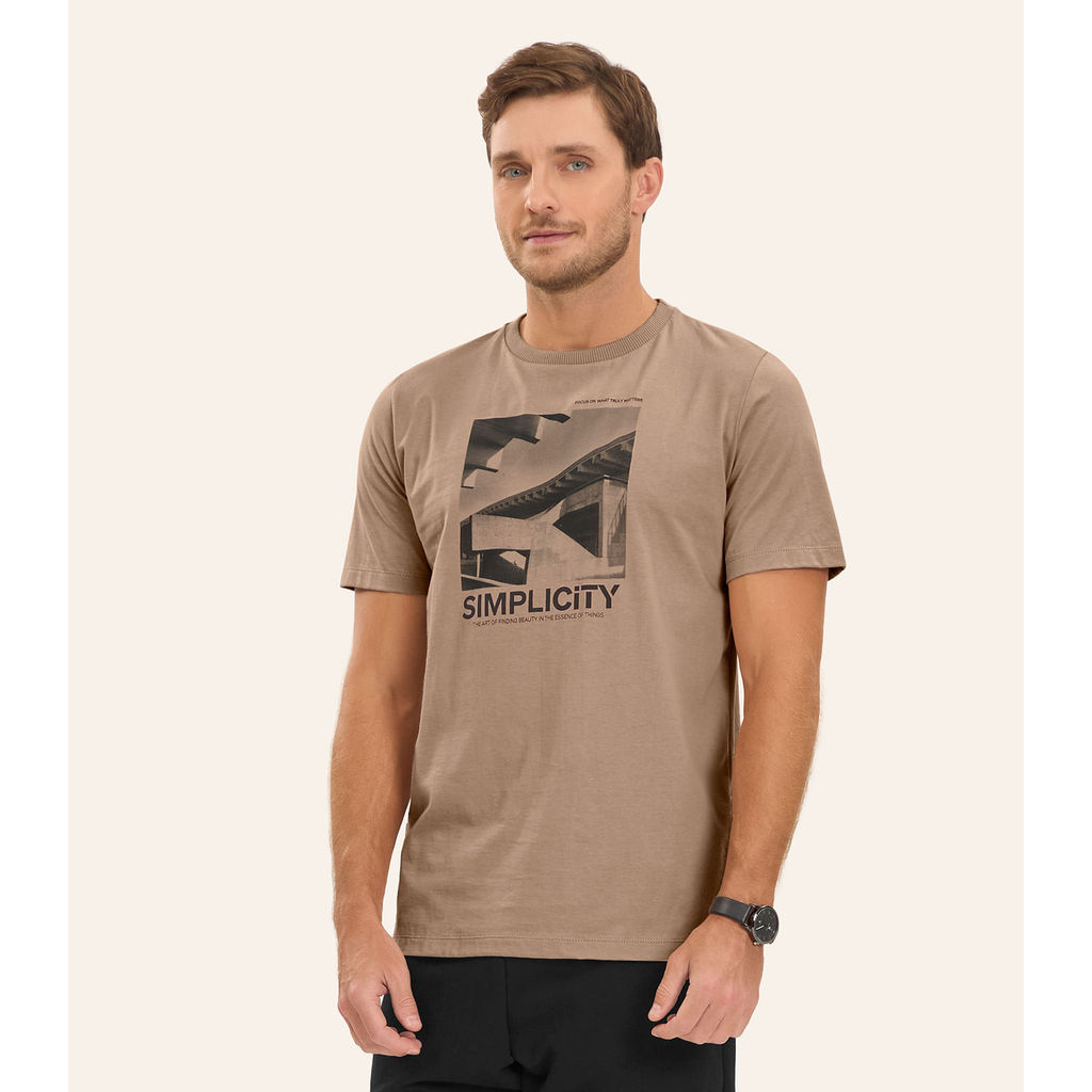 Camiseta Meia Malha Masculina Diametro Marrom
