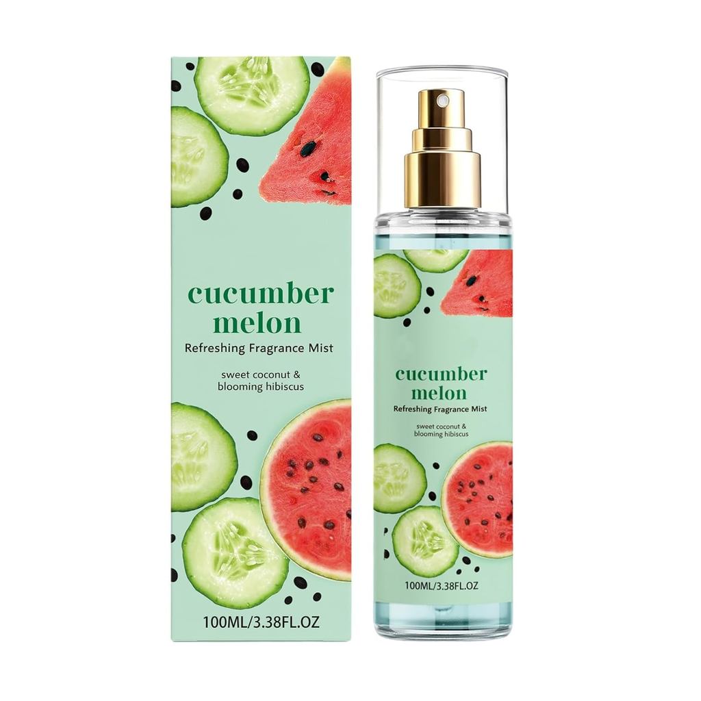 Spray Portátil com Fragrância de Pepino e Melão: Um aroma fresco e elegante projetado para revigorar o corpo e o ambient
