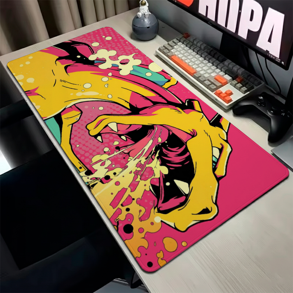MousePad Gamer Speed Liso Macio Com Base Antiderrapante E Bordas Costurdas Com Estampa De Anime Poke Estilosa E Detalhad