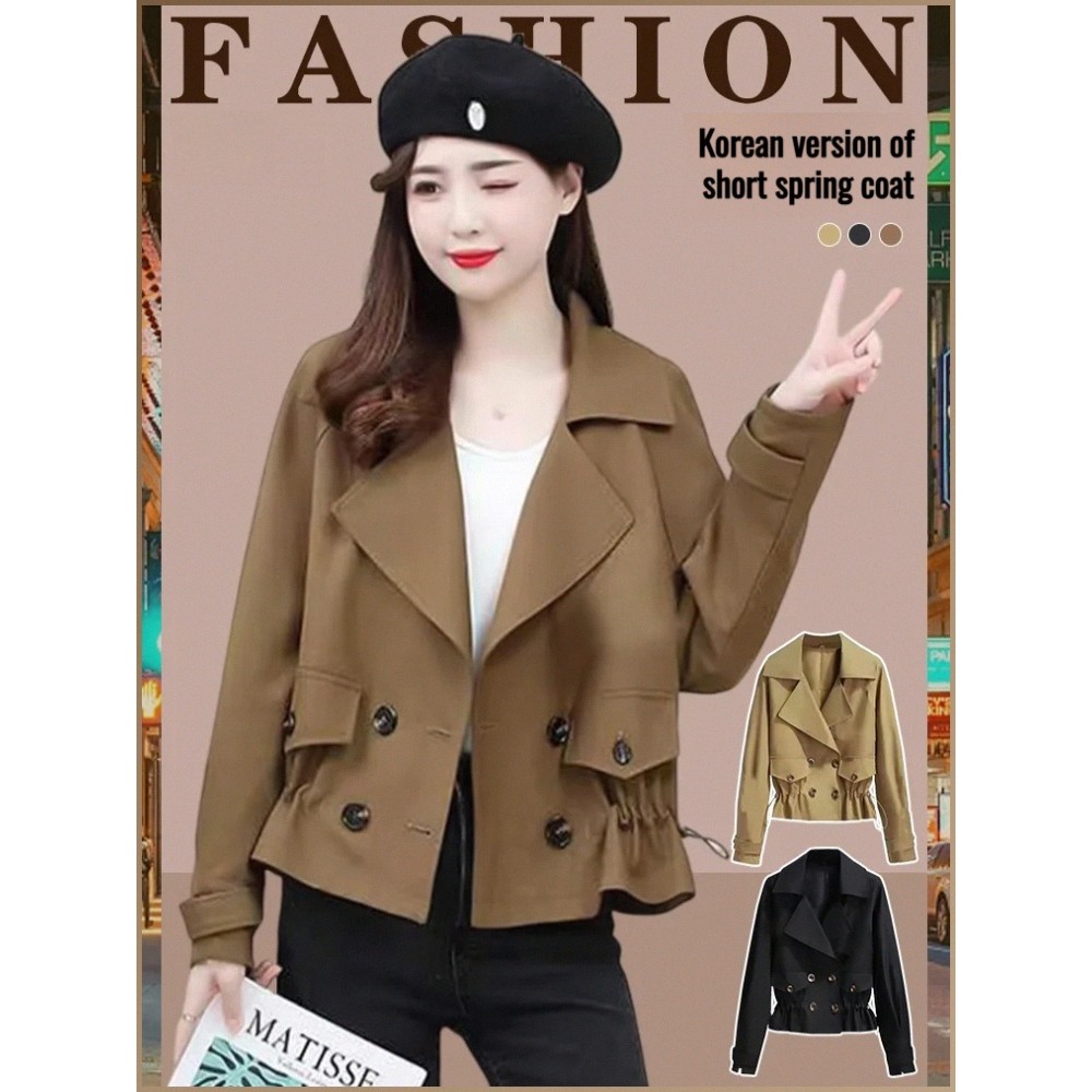 【Estilo Atemporal】🌟 New Arrival 🌟 High Waist / Women's Short Trench Coat / Loose Fit / Fashion / Autumn / Daily Wear / O