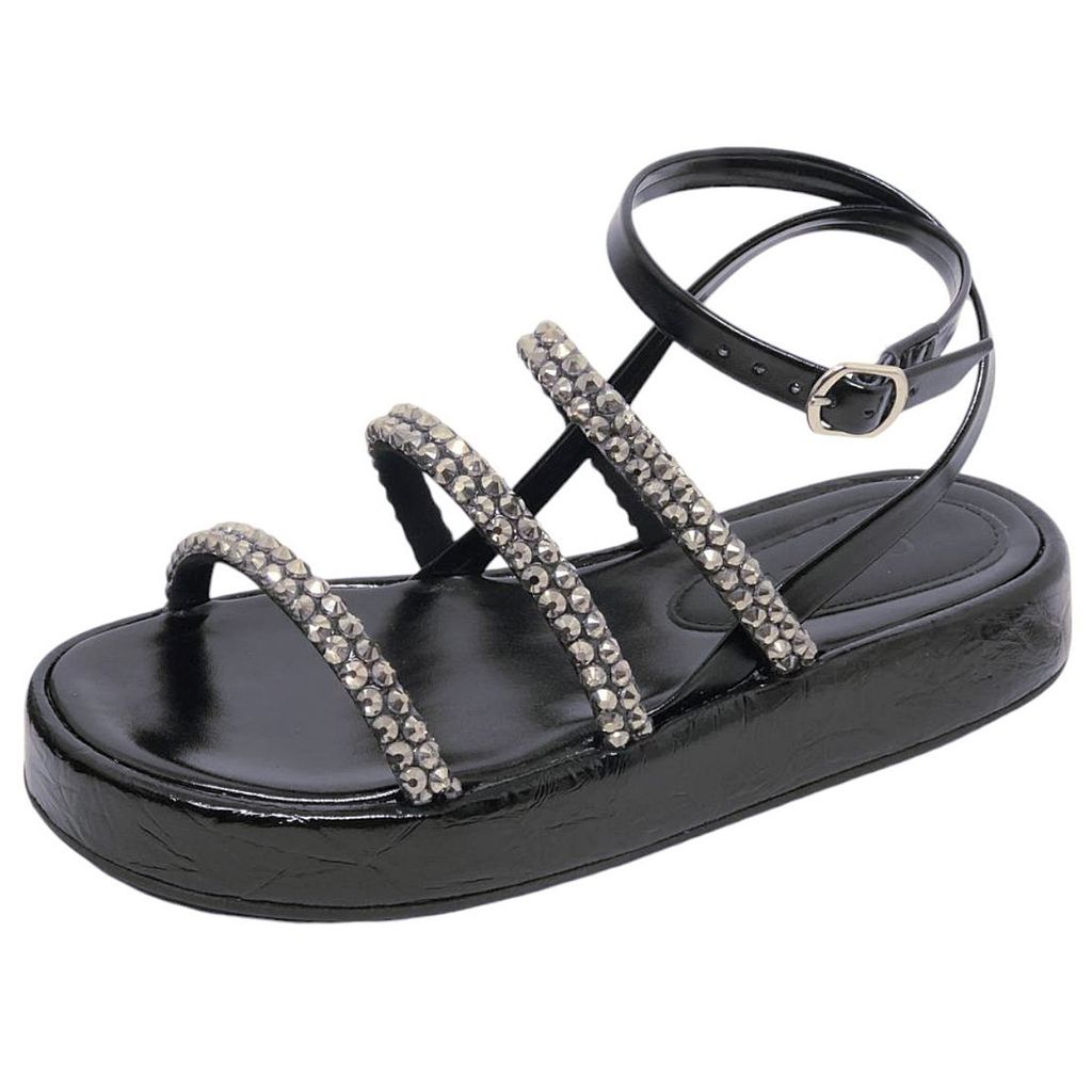 Sandália Feminina Tiras Brilho Conforto Flatform Cacci