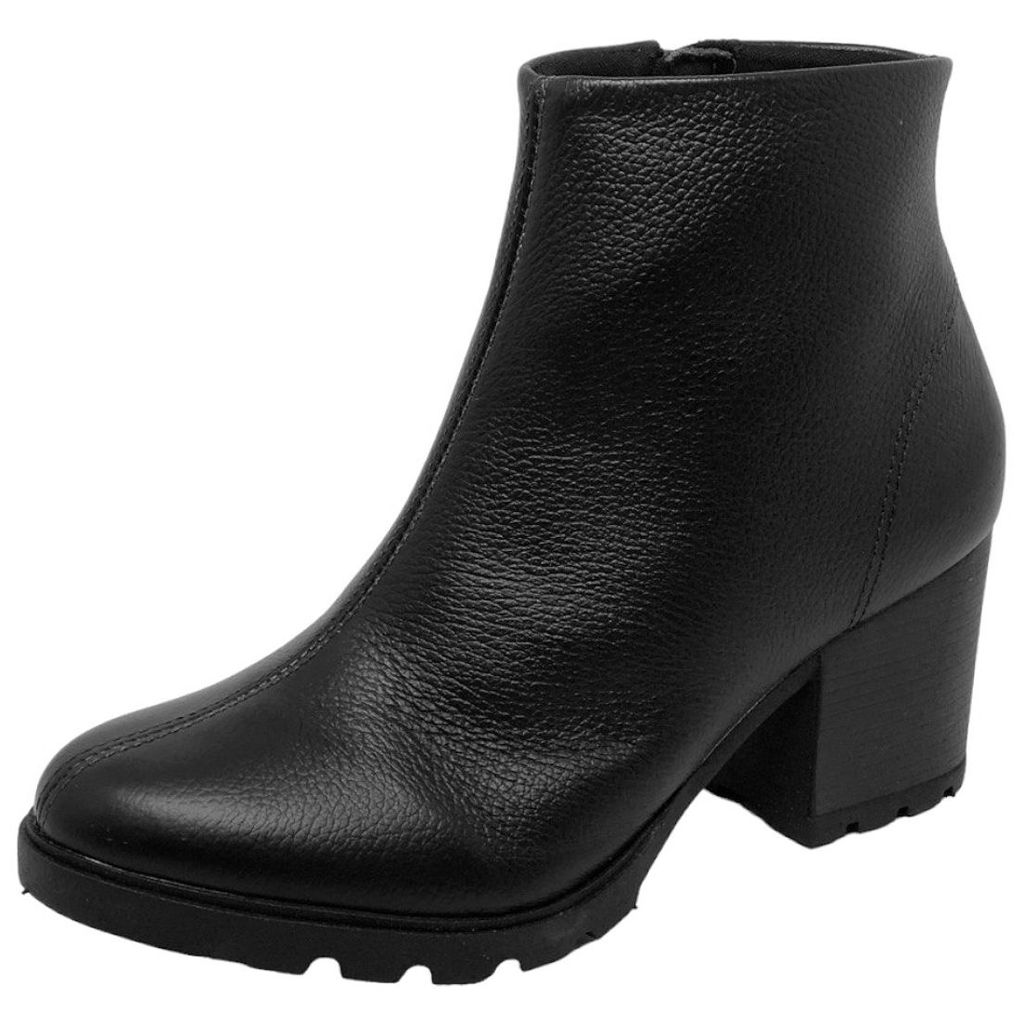 Bota Feminina Couro Tratorada Cano Curto Salto Médio Cacci