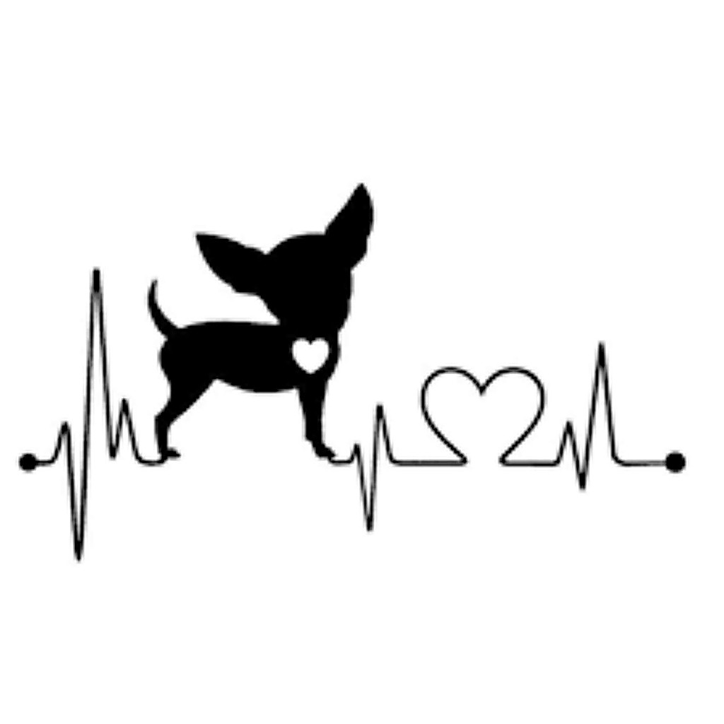 Adesivo Batimento Cardíaco Love Chihuahua Pet para Carro - Vinil Resistente AD1051