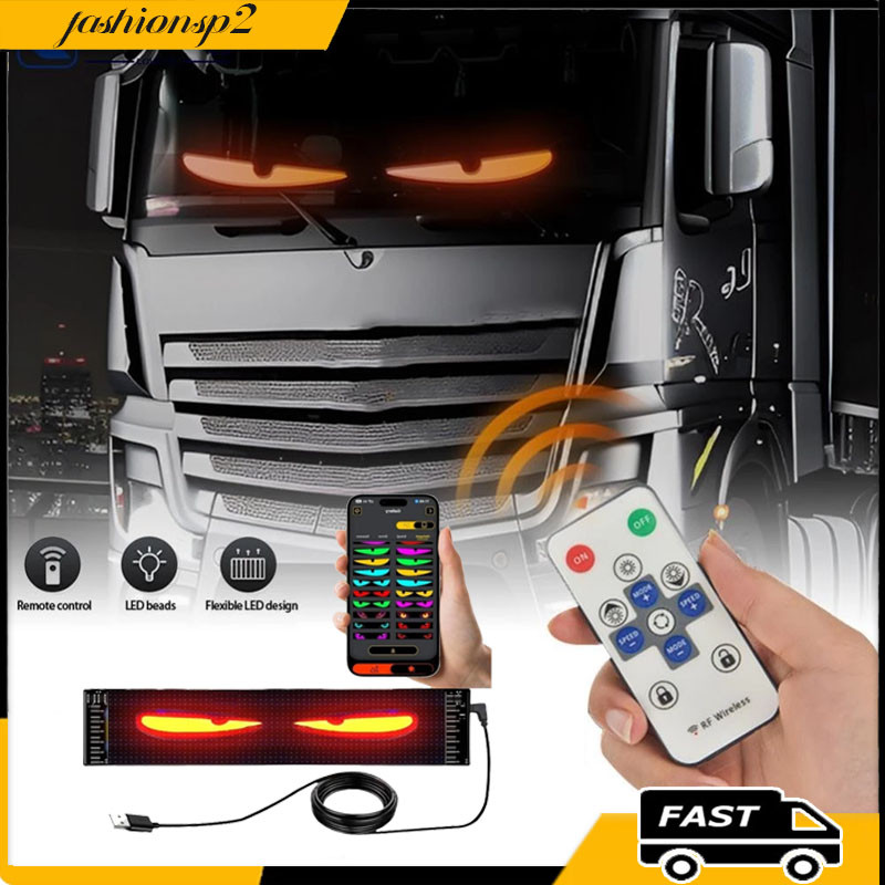 Diabo Olho LED Caminhão Carro Pixel Painel Luz Controle Remoto Macio Dobrável Iluminação Graffiti Rolagem Para P