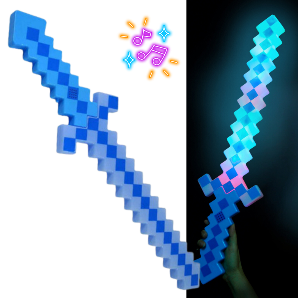 Brinquedo espada pixel com som e luz led Lindo