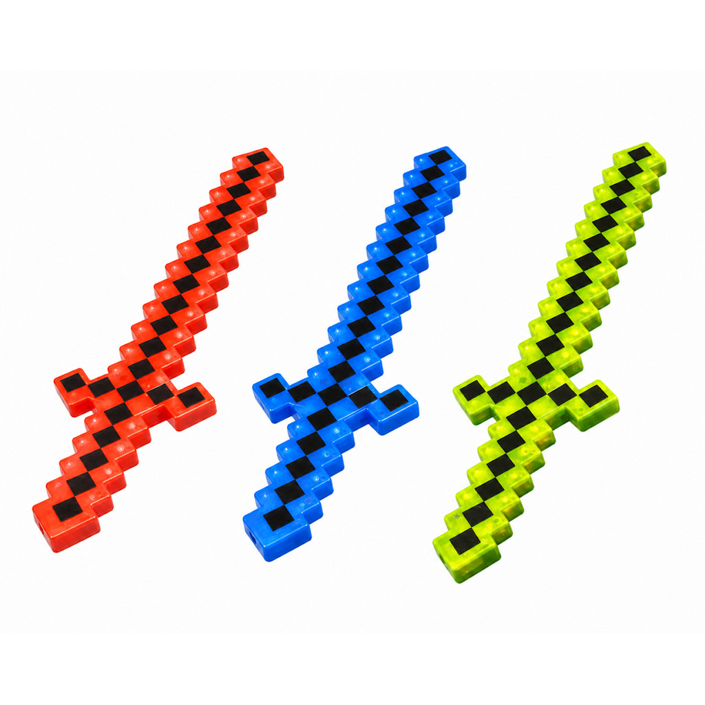 Brinqedo Espada Pixel Mainecraft LED Luz Som Sensor Movmento