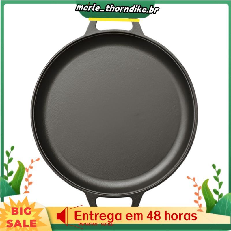 Frigideira De Acampamento Para Churrasco De Ferro Fundido , Panela Antiaderente De Alça Dupla Pizza , Bife , Porco , Fra