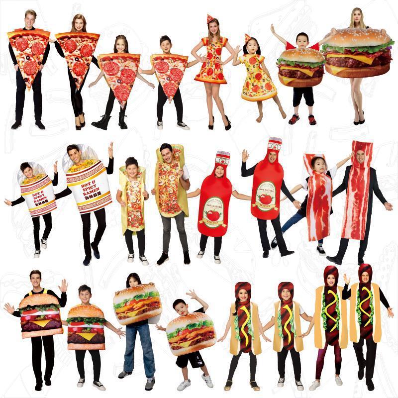 Halloween crianças cos traje cosplay traje engraçado hambúrguer cachorro-quente Pizza barriga de porco macarrão instantâ