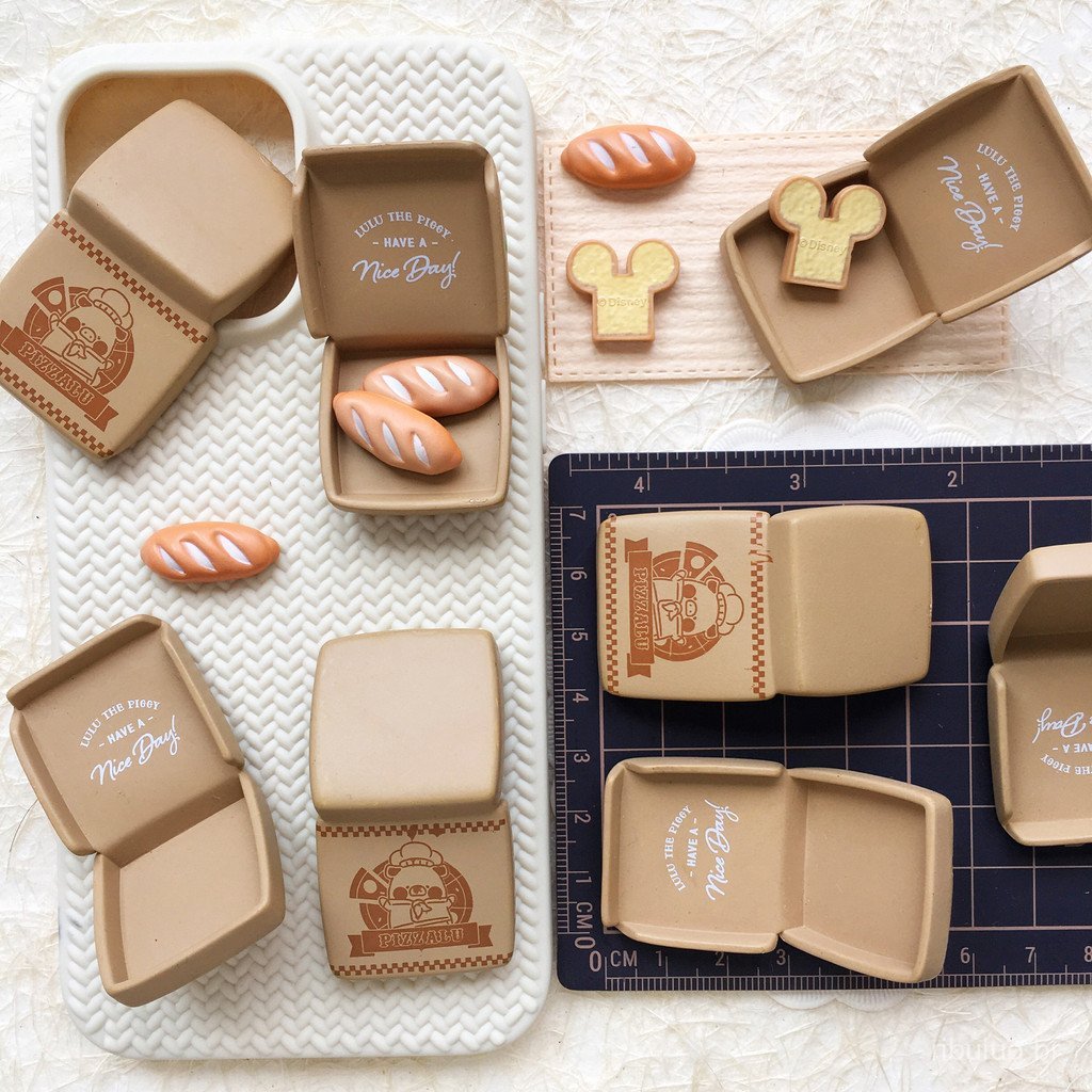 Novos acessórios soltos LULU, caixa de papel para pizza de porco, cola creme para pão, acessórios de decoração DIY, deco