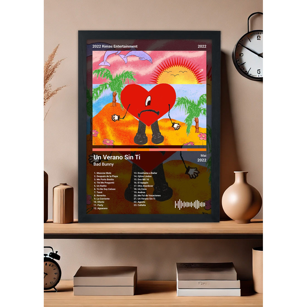 Quadro Bad Bunny - Un Verano Sin Ti (Black) - Com Vidro