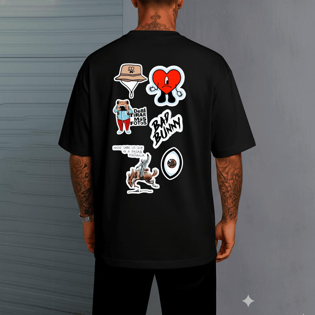 Camiseta Oversized Estilo Urbano Bad Bunny Un Verano Sin Ti Mañana Nadie Sabe Coração Triste Rapper 386