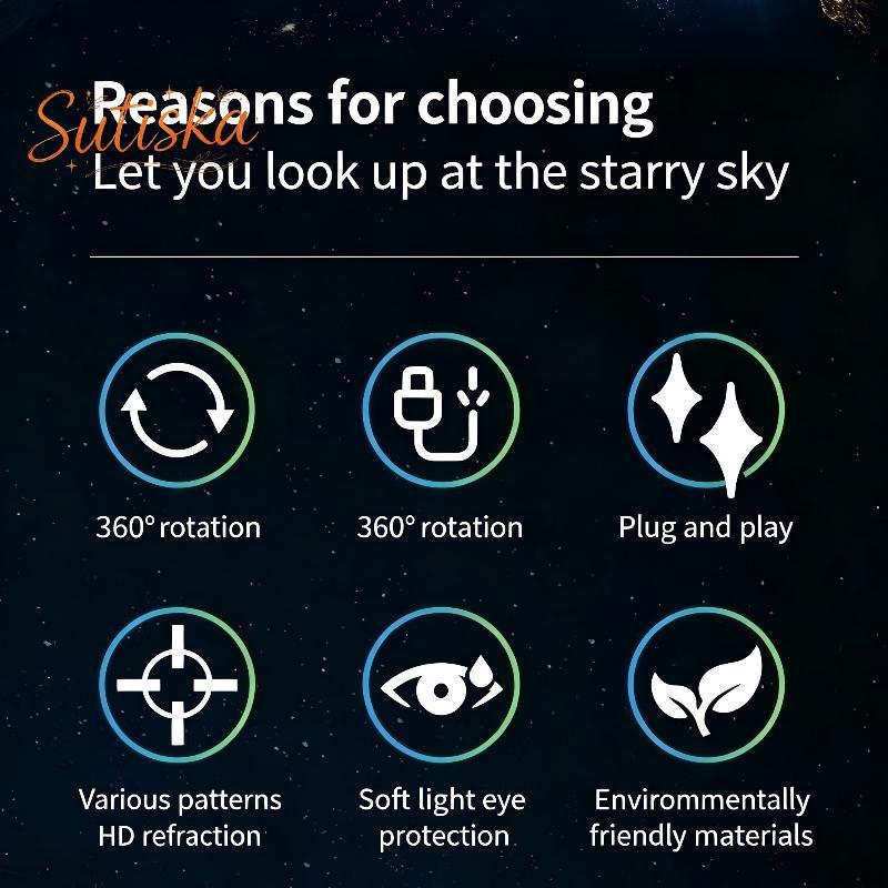 sutiska USB-Powered HD Starry Sky Projetor Light Bright Galaxy Display Para Decoração Interna BR